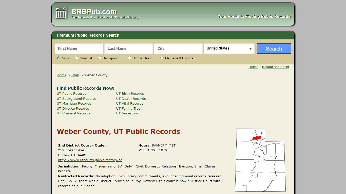 Weber County Public Records | Search Utah Government Databases - BRB Pub