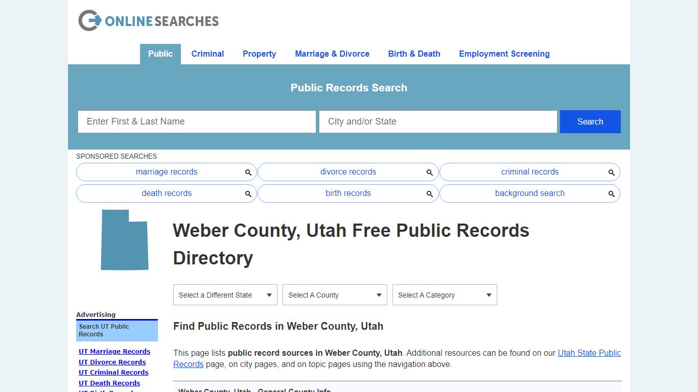 Weber County, Utah Public Records Directory - OnlineSearches.com