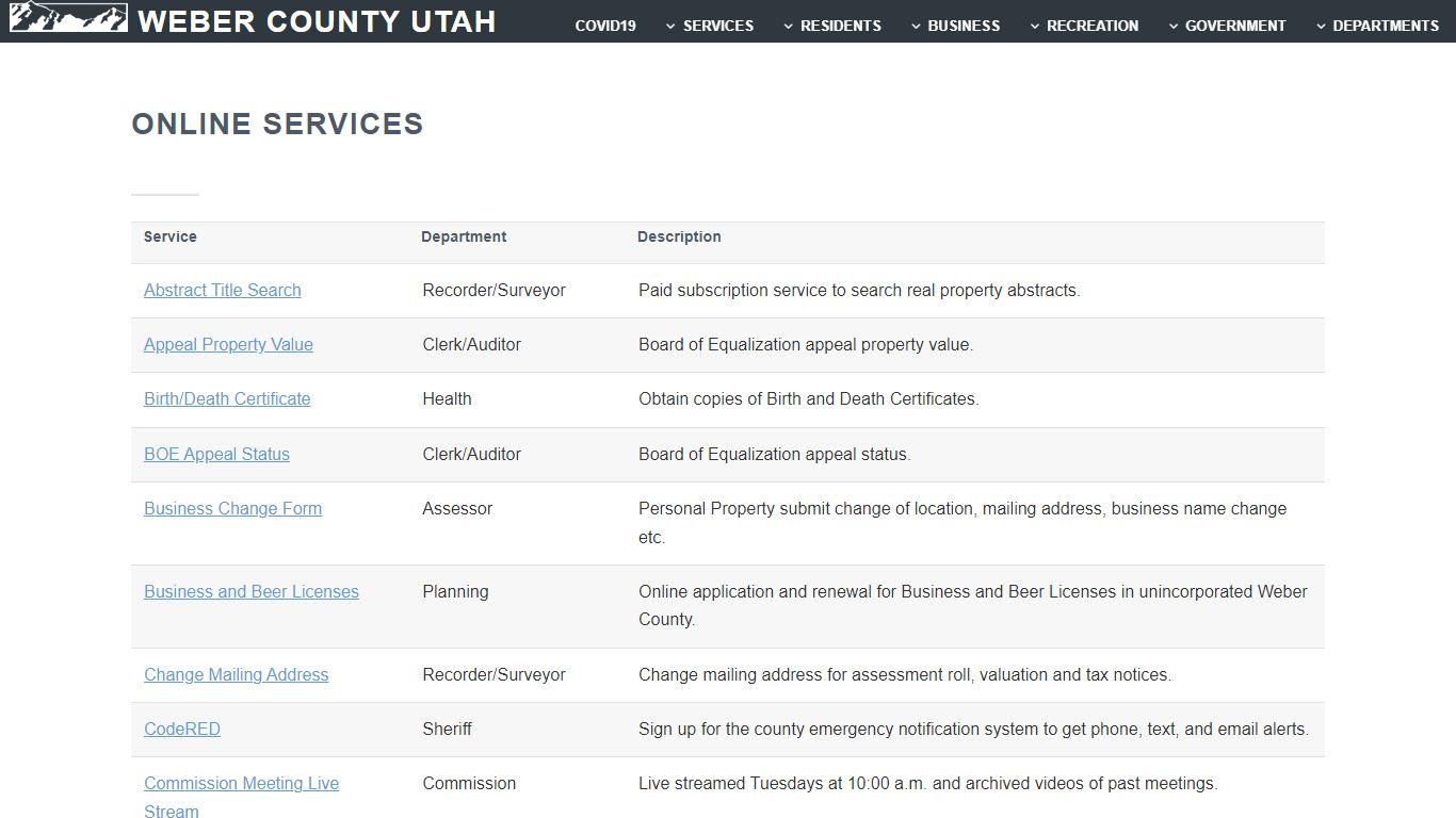 Online Services - Weber County, Utah